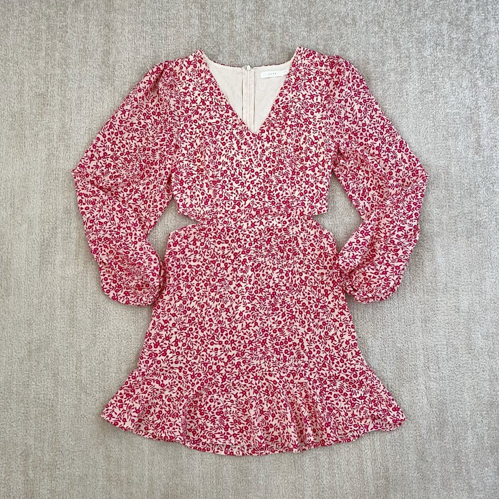 Lush Floral Long Sleeve Mini Dress XS